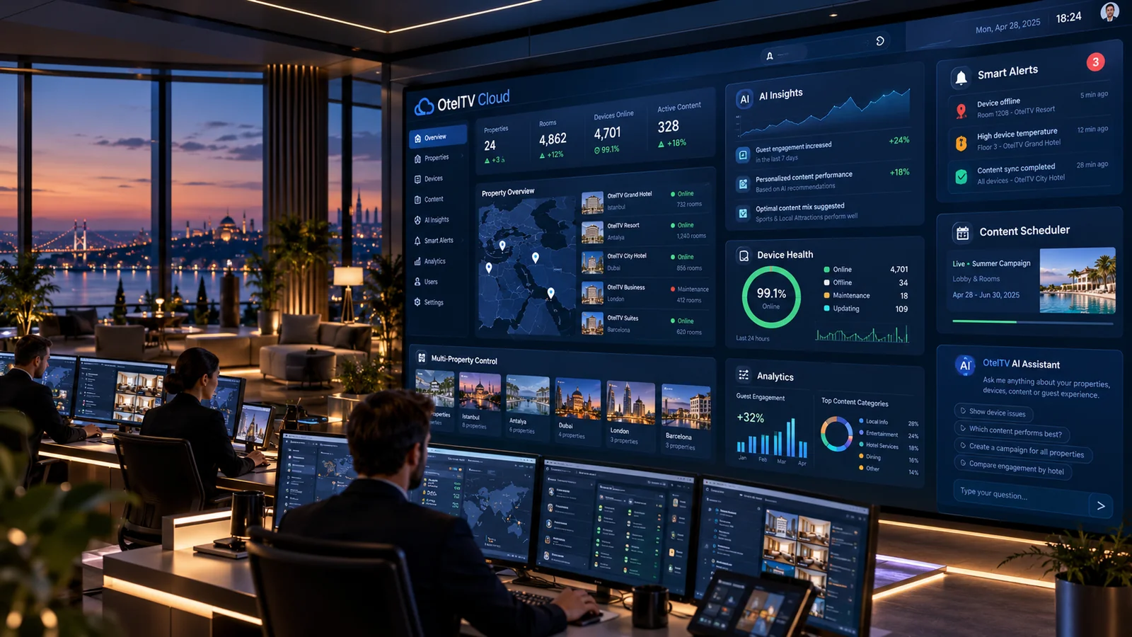 OtelTV Cloud AI destekli merkezi yönetim paneli
